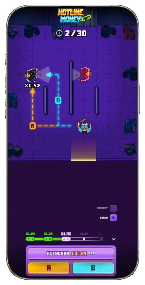 The start screen: the agent, the boss and the prize, with the button that opens the round